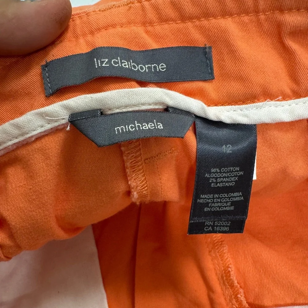 Liz Claiborne Michaela‎ Orange Cropped Wide Leg Pants Womens Size 12